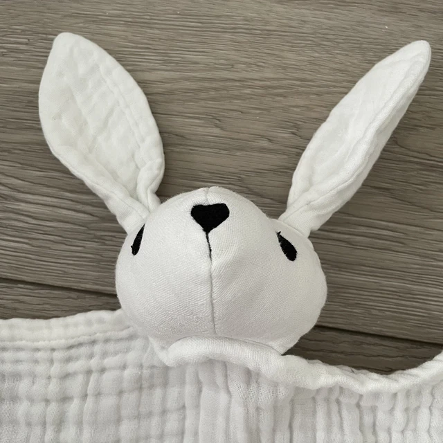 ASDA WHITE Bunny Rabbit Stars Muslin Baby Comforter Blanket