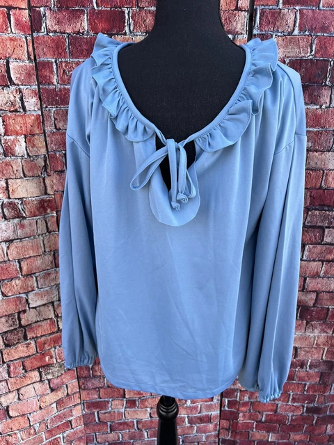 Vintage Graff California wear  Blue Top Blouse Long Sleeve Size X-Large