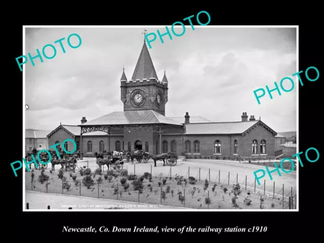 OLD 6 X 4 HISTORIC PHOTO OF NEWCASTLE Co DOWN IRELAND THE RAILWAY STATION c1910