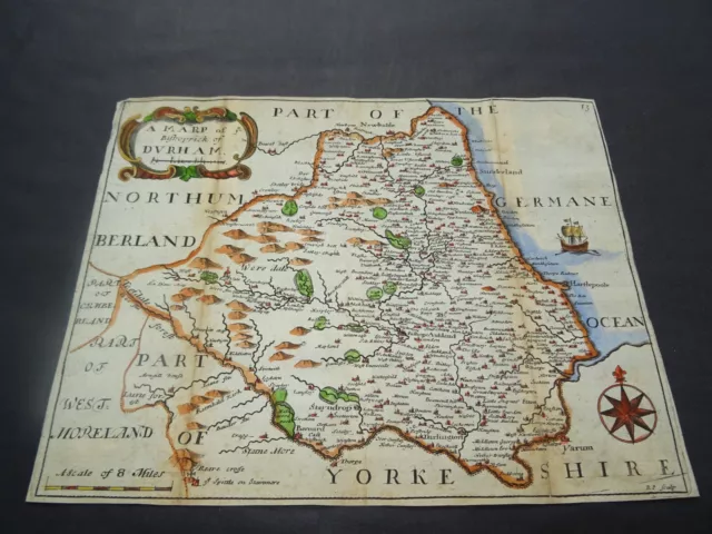 Antique map of County Durham by Richard Blome 1715