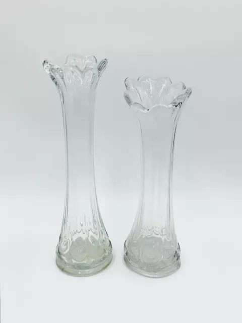 Antique Crown Crystal Glass Company Swung Lily Vases Lot Of 2