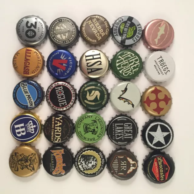 Beer Craft Crown Bottle Caps 25 Random Different Lot