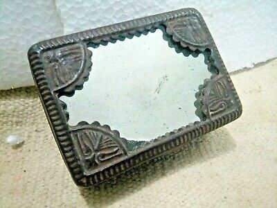 Old Vintage VERY Rare Carved Trinket Iron Box Old Glass NO. 777