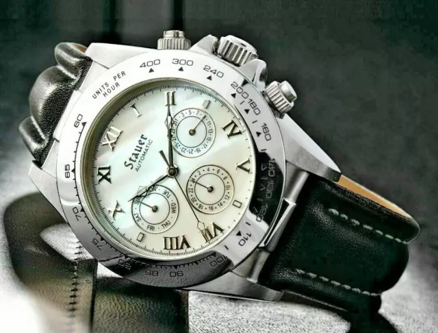 MEN S STAUER MONACO Leather Band Designer Timepiece Precision Automatic Movement 99.99 PicClick UK