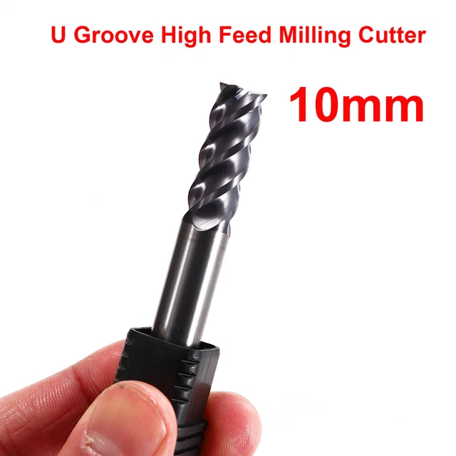 3/8" D10mm End Mills Carbide 4 Flute Highly Efficient U-Shaped Spiral Edge
