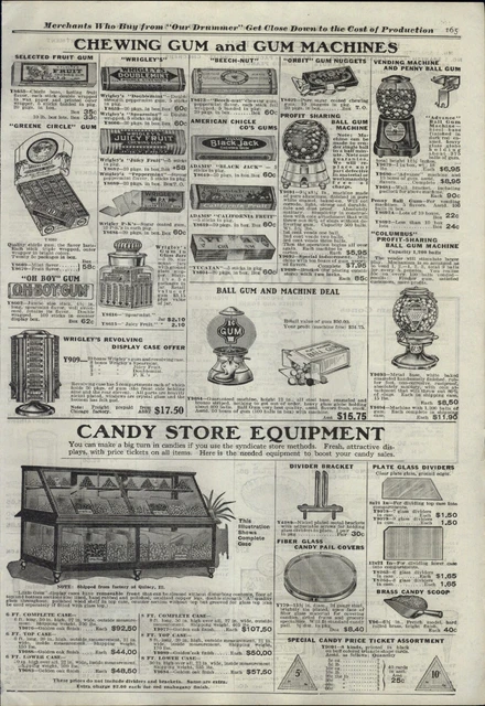 1925 PAPER AD Chewing Gum Gumball Machine Wrigley's Display Little Gem ...