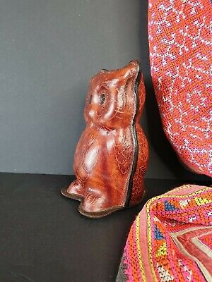 Vintage Australian Leather Owl Bank …beautiful collection & display piece 2