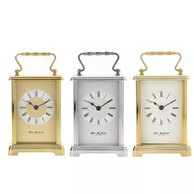 Traditional Carriage Clock Silver Gold Colour Quartz Movement William Widdop