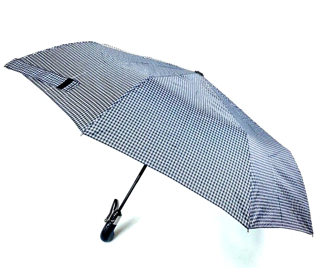 Samsonite Plaid Auto Open Auto Close  Umbrella Knob Wooden Handle
