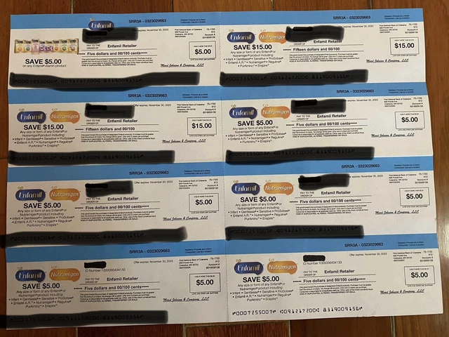 Enfamil - Nutramigen Baby Formula Coupons Checks Exp 11/30/23 Worth $60