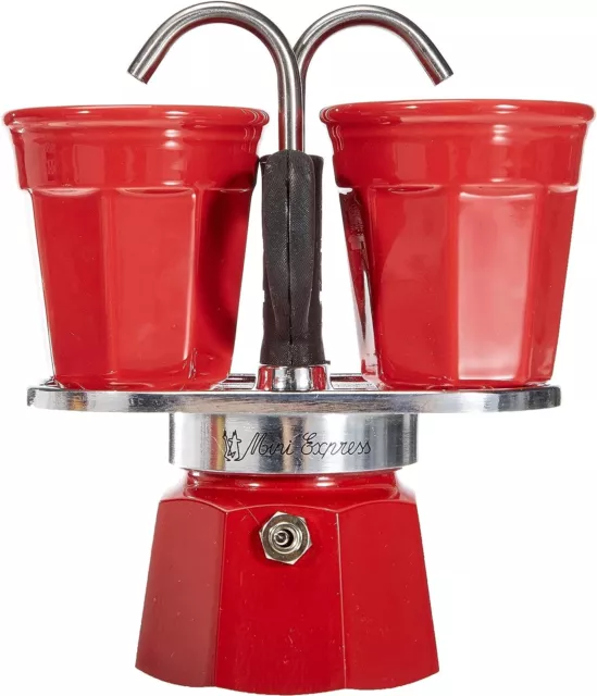 Bialetti Set Caffettiera Moka Mini Express da Due Tazze + 2 Bicchieri