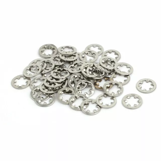 4mm Int. Dia acier inox Int. Dent Rondelle Serrage Argenté 50pc