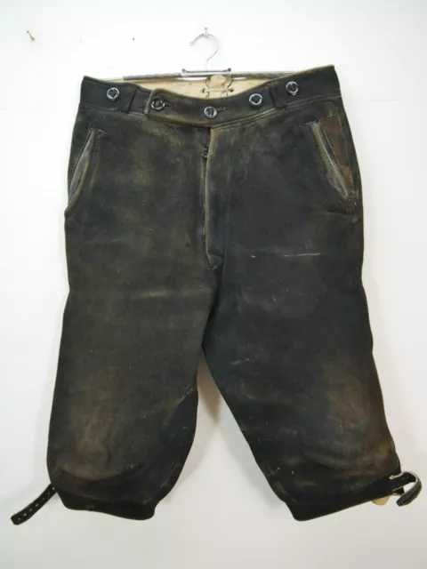 Echte Vintage Lederhose Hirschleder von Wödl Kempten in schwarz Kniebund Gr.44