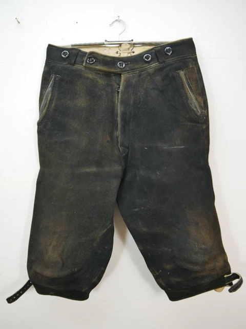 Echte Vintage Lederhose Hirschleder von Wödl Kempten in schwarz Kniebund Gr.44