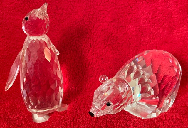 Swarovski (?) Adorable Heavy Mini Figures Penguin & Eisbär Crystal Glass 3 1/8in Swarovski (?) Adorable Heavy Mini Figures Penguin & Eisbär Crystal Glass 3 1/8in