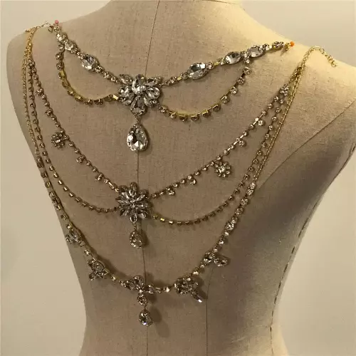 Luxury Rhinestone Back Chain Necklace Jewelry Shoulder Chain Bikini Body Jewelry