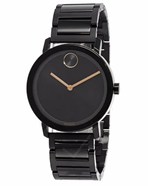 Brand New Movado Bold Evolution Men's Black And Gold Dial Watch 3600752
