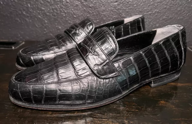 MEN’S CALCATERRA BLACK Alligator Penny Loafers Shoes Sz 10D $59.99 ...
