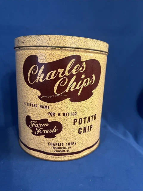 アンティーク缶　ヴィンテージ 缶　大サイズ⑤ POTATO CHIPS Vintage Becker Potato Chips Tin Can (T573) - 2000toys