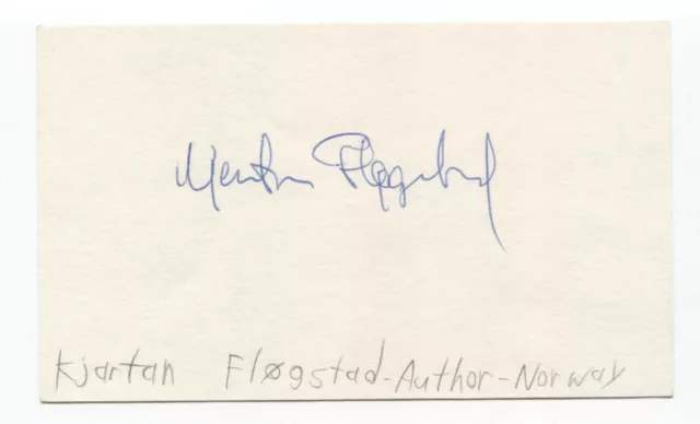 Kjartan Flogstad Signed 3x5 Index Card Autographed Signature Author Writer
