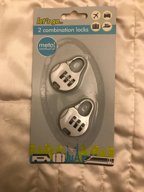 2 Pack Combination Padlock 3 Digit Luggage Travel Bag Metal Security Lock Grey