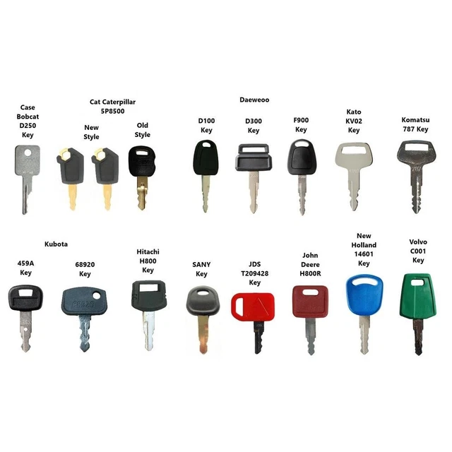 17 Equipment Keys Fits CAT Fits John Deere Fits Hitachi Fits Komatsu Fits Volvo