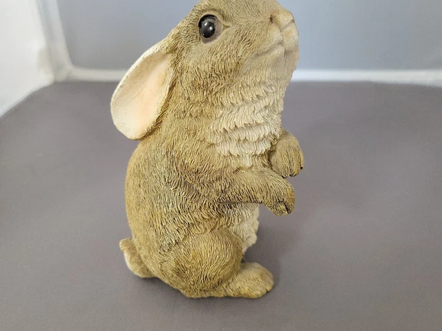 Rabbit Figurine - Brown & White Coat, Brown Eyes