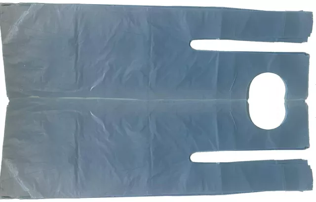 200 Extra Long Disposable Aprons Plastic White Blue Apron Flat/Roll Packed  17mu