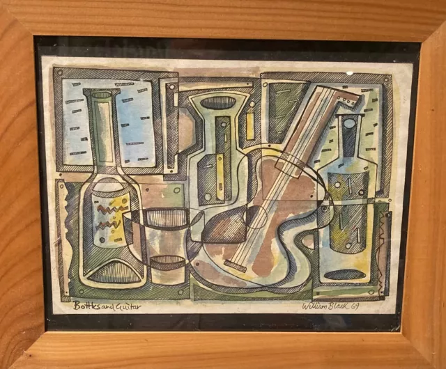 A Framed Pen, Ink and Watercolour Abstract by William Black, Dated 1969