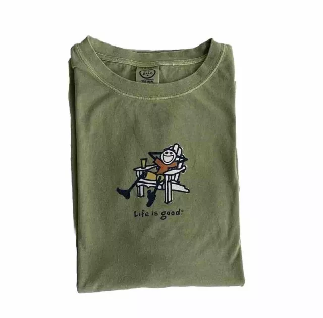 Life is Good Men's Tee Shirt X-Large Green Short Sleeve| Beach Camp Chair Olive