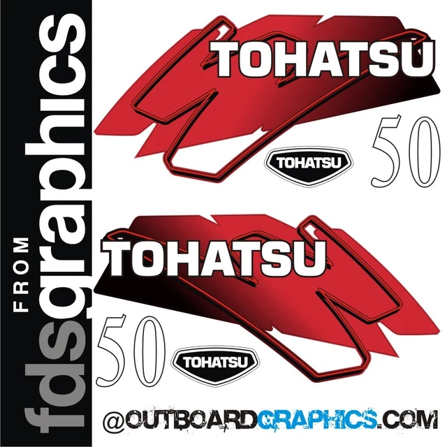 TOHATSU 50HP 2 stroke outboard engine decals/sticker kit £38.53 ...