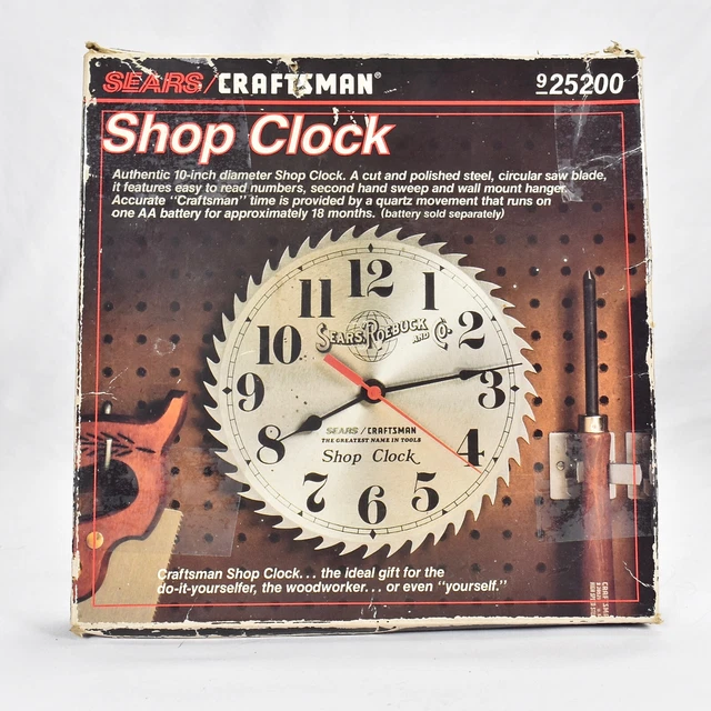 VINTAGE CRAFTSMAN SEARS Roebuck 10" Steel Saw Blade Shop Clock 925200