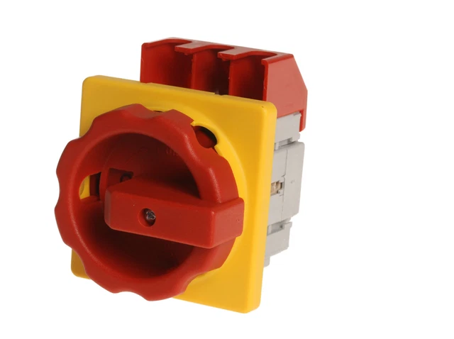KlingerBorn Not-Halt-Hauptschalter KB-NLO32 IP67 – 32A, 11,5kW-AC23, Zwangsöffnende Kontakte, Abschließbar, Gelb/rot
