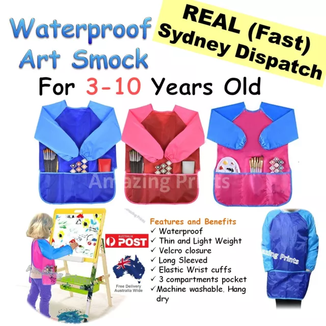 Waterproof Art Smock long sleeve kid Painting Paint Shirt Apron Girl Boy School