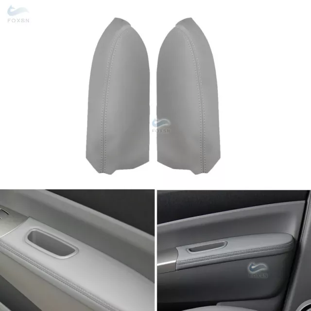 2*Front Door Panel Armrest Leather Cover Replacement For Toyota Prius 04-09 Grey