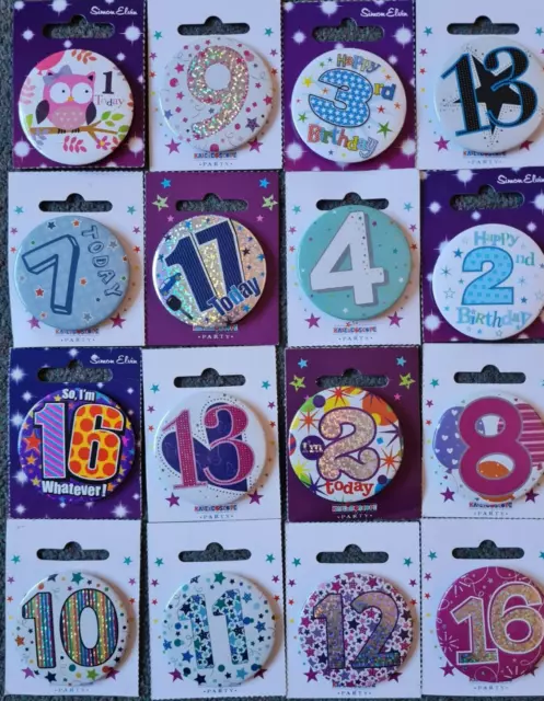 Age Birthday Badge 1st 2nd 3 4 5 6 7 8 9 10 11 12 13 14 15 16 17