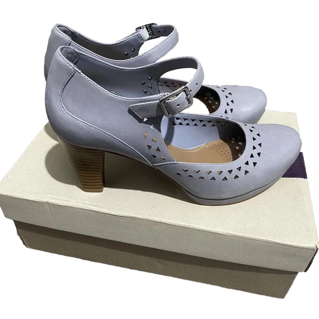 CLARKS CHORUS CHIME Grey Blue Leather Mary Jane Shoes D Fit Uk 5.5 39 26.00 PicClick UK