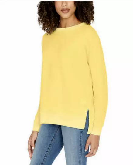 Buffalo Women's Crewneck Pullover Slit On Side Sweater(Yellow Xs)Nwt