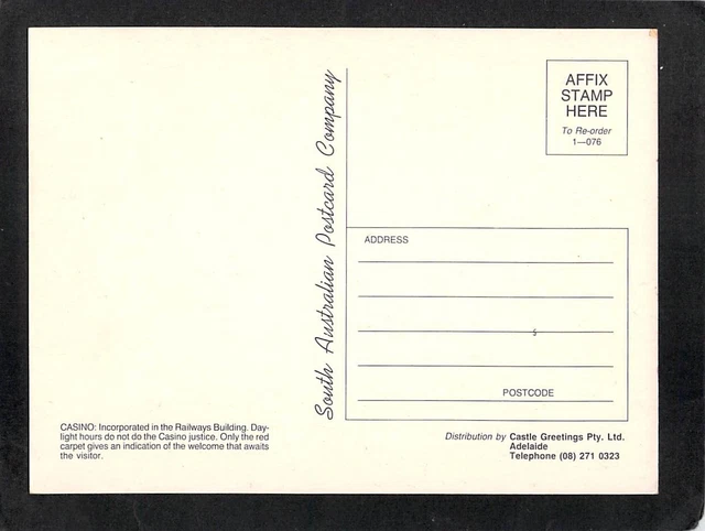 B4923 Australia SA Adelaide Railway station Casino postcard 2