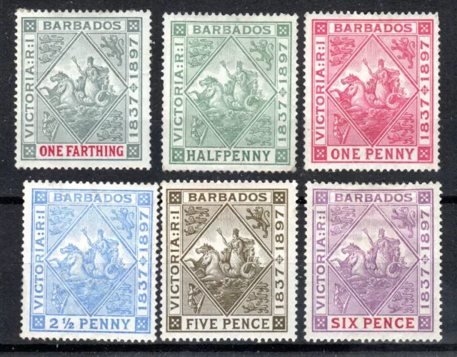 Barbados 1897-98 Aniversario de Diamante Valores A 6d Sg 116-21 MH