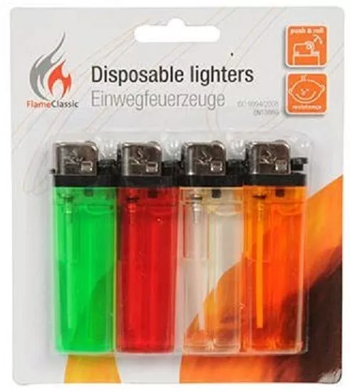 4 Briquets a pierre transparents jetables (1 Lot De 4)