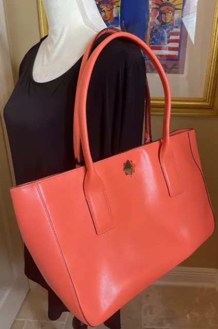 😎😎😎NEW KATE SPADE Large TOTE Orange Leather Bond Street Hadley NWT R/$478