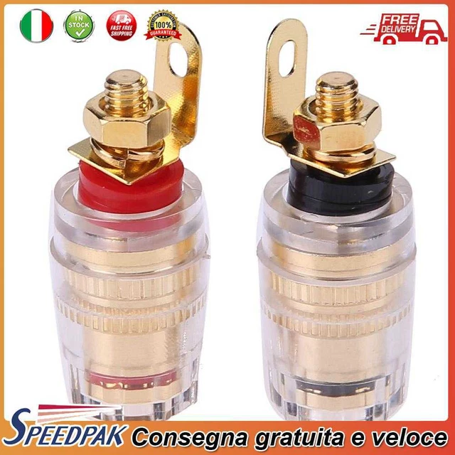 2pcs 4mm Gold-plated Brass Speaker Binding Posts Terminals for Banana Plugs
