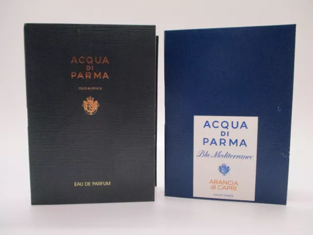 2 x Acqua di Parma 1.5ml Fragrance Samples - Oud & Spice/Arancia di Capri