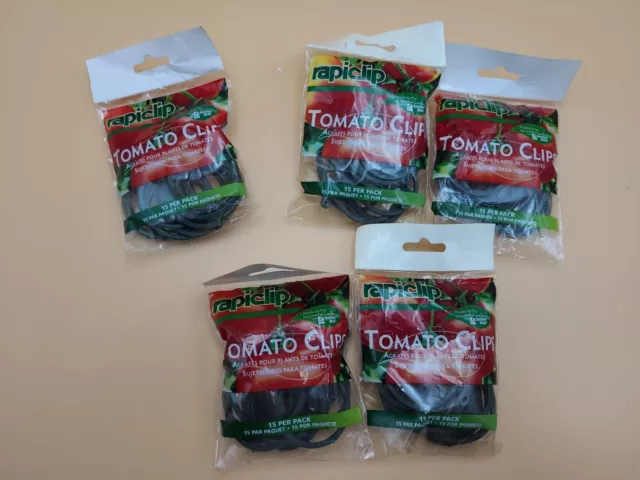 Lot of 5 packs Luster Leaf 819 Rapiclip Garden Tomato Clips - 75 total clips