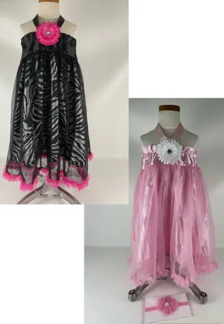 Girls Dress Sz 5 - 6 - 5/6 Large Tutu Pink & Zebra Dress Up Party 5 Pc Set New