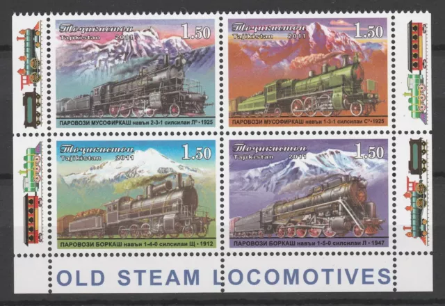 Tajikistan 2011 Trains Locomotives / Railroads 4 MNH stamps