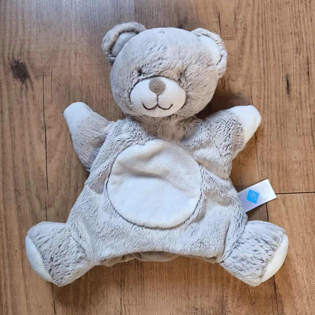 Doudou Plat Hérisson Tex Baby – Blanc/Brun – Dos Marron Clair – Très Bon État