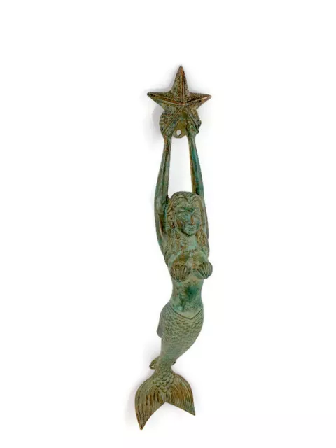 GREEN MERMAID 100% brass door PULL old style heavy house PULL handle 15" B