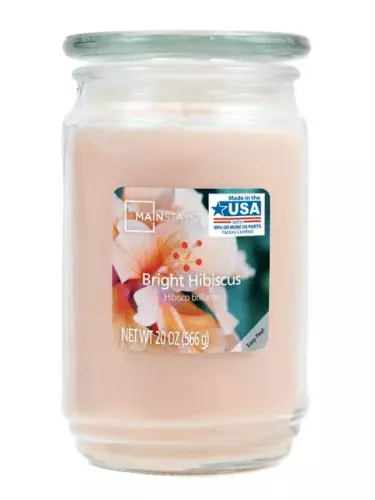 Large Glass Jar Candle Bright Hibiscus Scented Single-Wick Mainstays , 20 oz.